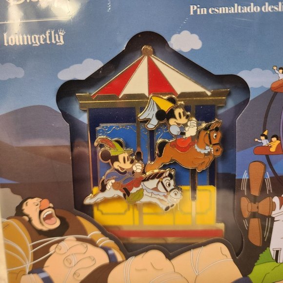 Loungefly Disney Mickey Minnie Brave Little Tailor Carousel Sliding 3" LE Pin - Picture 3 of 11